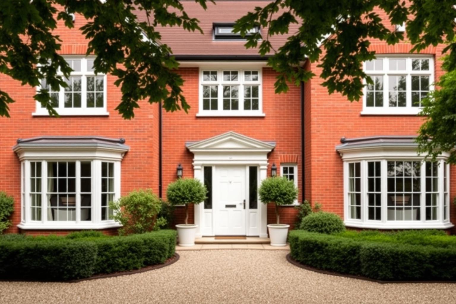 Wimbledon mansion exterior with mature gardens